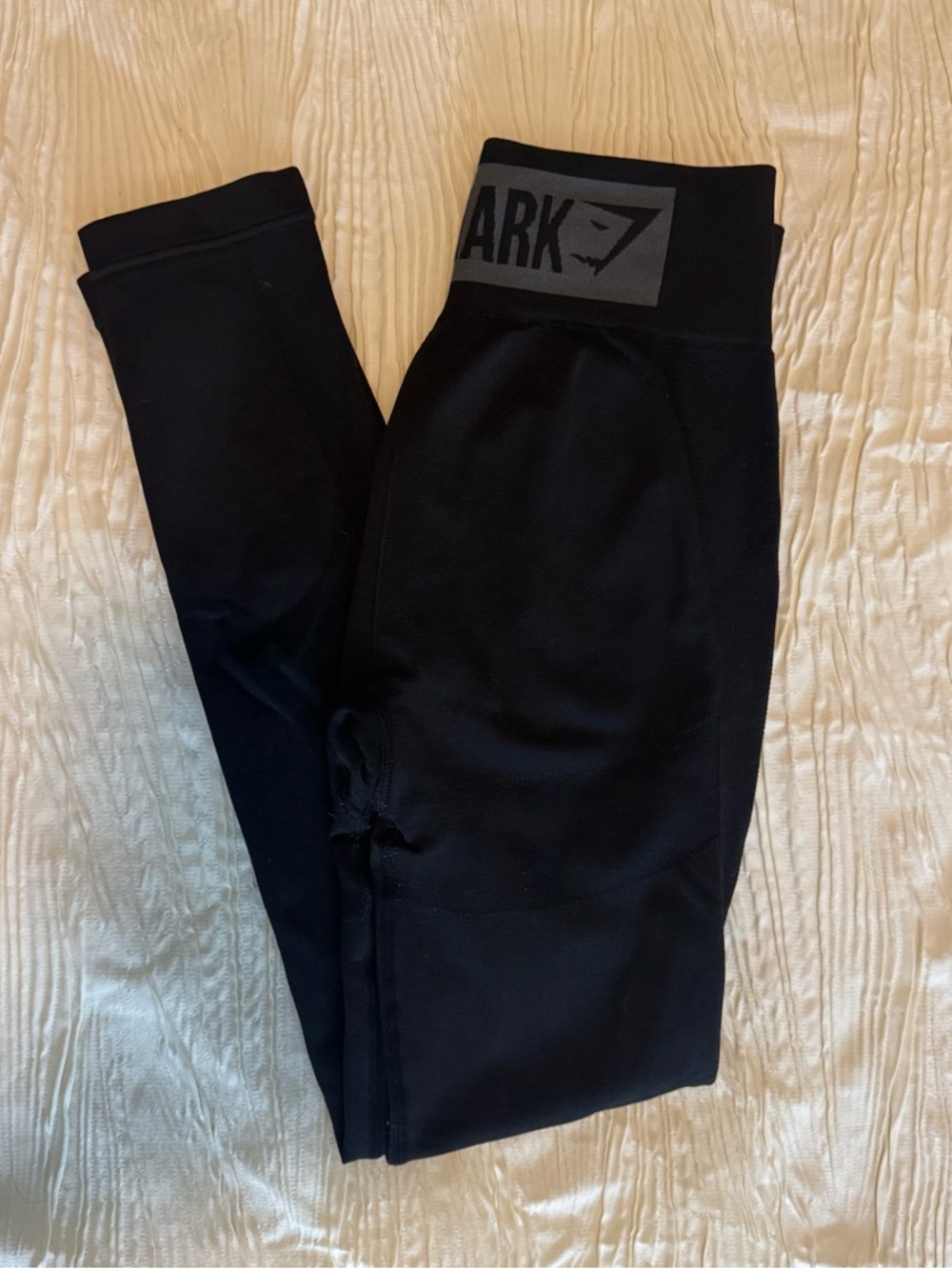 Gymshark Black Logo Elastic Waist Athletic Leggings, Glue Enhancing